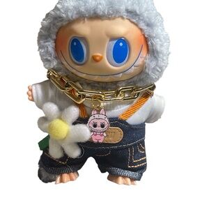 Labubu Gold Color Necklace with Pink Labubu Pendant